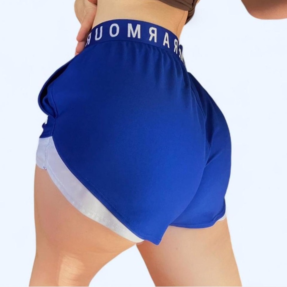 Under Armour Loose Fit Royal Blue & White Athletic Shorts